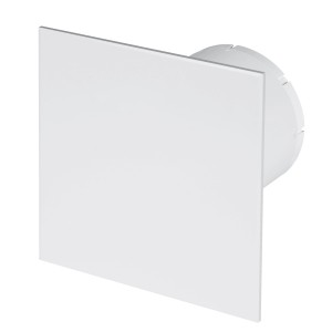 AWENTA Kleinraumventilator, Wandventilator mit Glasabdeckung, weiß. Badlüfter mit Nachlauf.