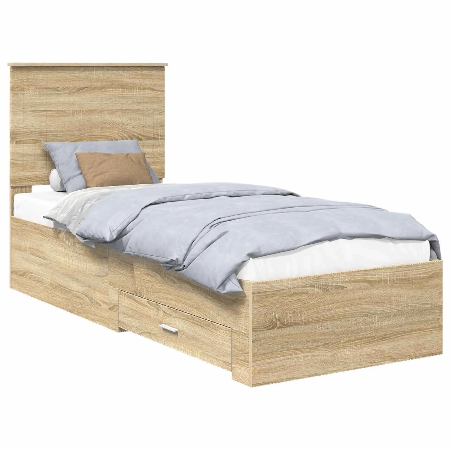 vidaXL Bettrahmen Sonoma Eiche und Silber 75 x 190 cm Holzwerkstoff 3411370