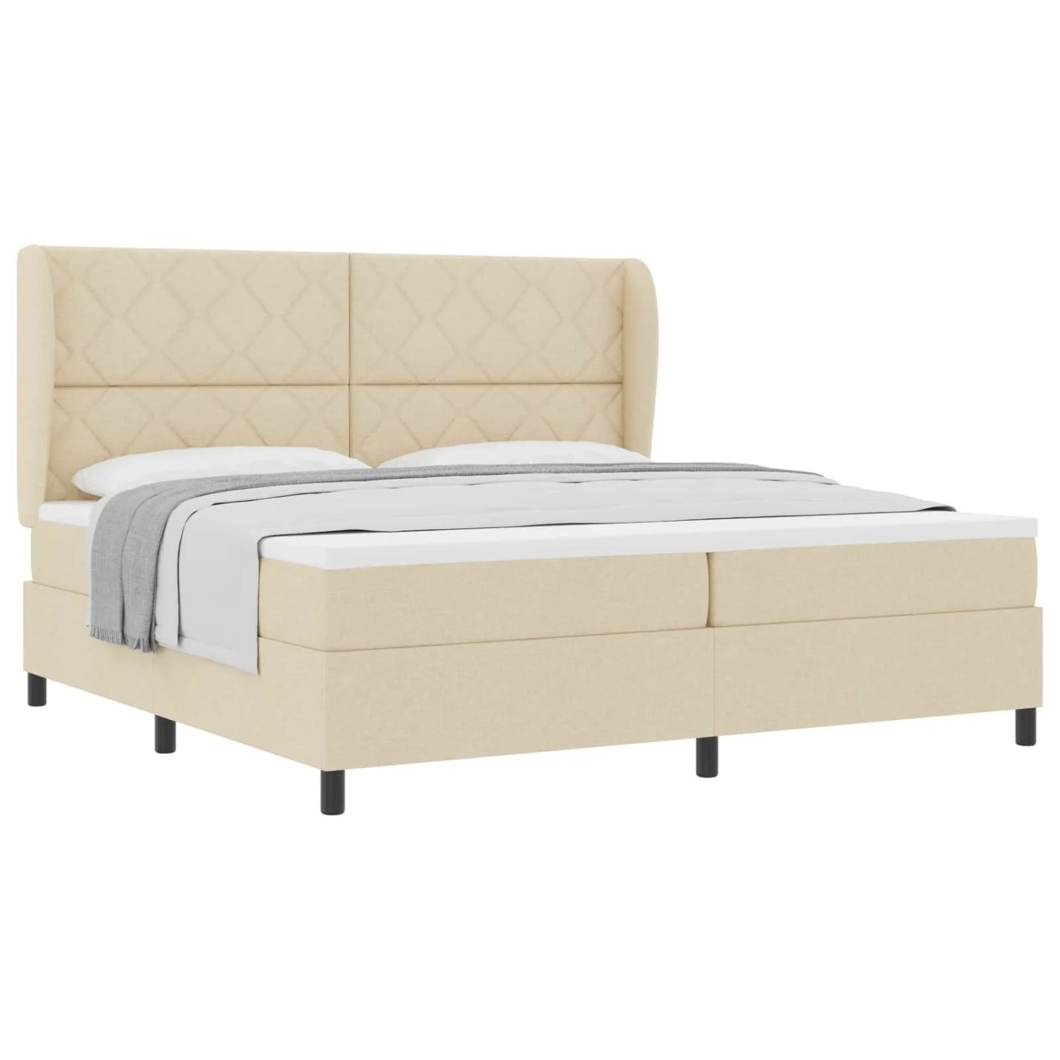 vidaXL Boxspringbett mit Matratze Creme 200 x 200 cm Stoff 3340653