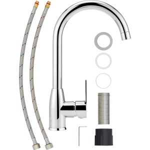 Küchenarmatur Lattari Einhebel in Chrom-Optik mit Zubehör.