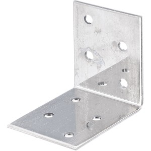 Winkelverbinder aus Edelstahl, 50x50x40 mm, mit Löchern für Schrauben.