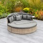 Merxx Relaxinsel Riva Premium, graue Lounge-Gartenmöbel mit Kissen und Sonnendach, 183x180x81 cm.
