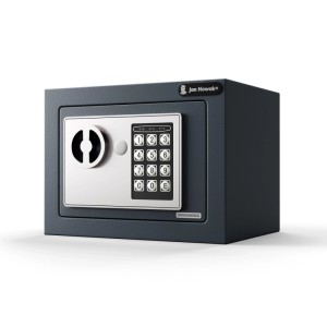 Dunkelgrauer JAN NOWAK Mini-Heimtresor HECTOR mit elektronischem Zahlencode-Schloss und Drehknopf für Bargeld & Schmuck.
