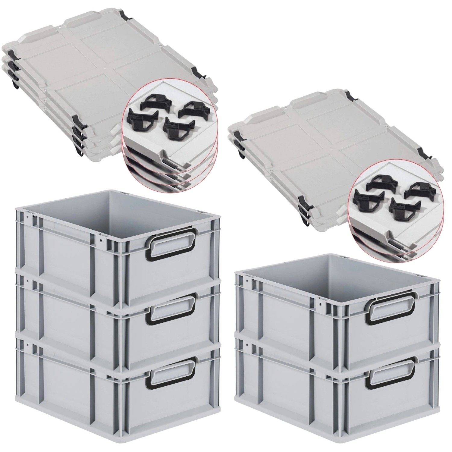 PROREGAL SparSet 5x Eurobox Nextgen Color Mit Auflagedeckel HxBxT 17x30x40c günstig online kaufen
