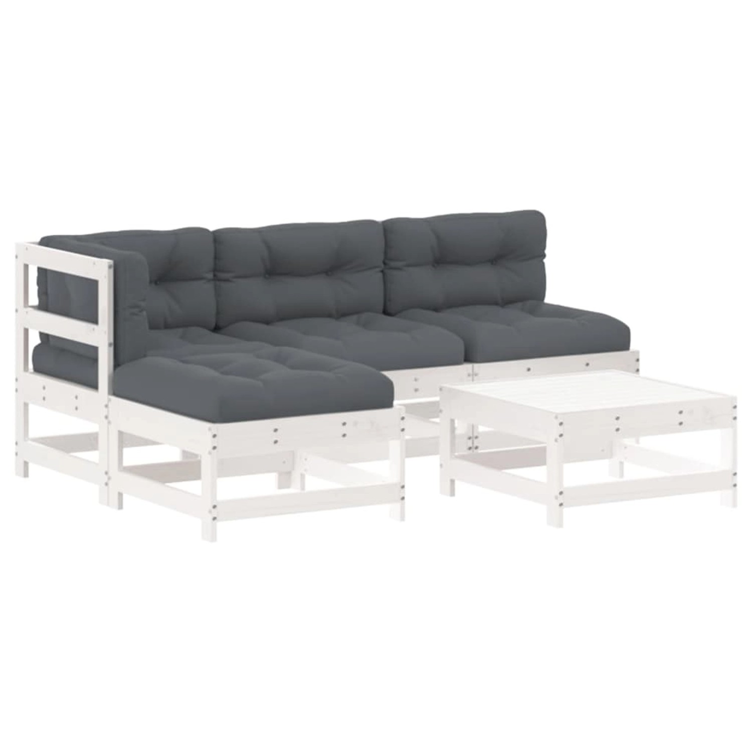 vidaXL 5-tlg Garten-Lounge-Set mit Kissen Weiß Massivholz Modell 6 günstig online kaufen