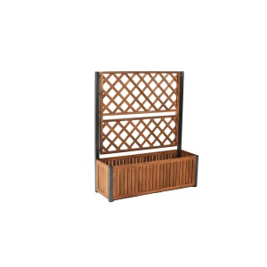 Merxx Rankgitter Set aus Akazie/Alu: Großes und kleines Rankgitter mit Pflanzkasten.