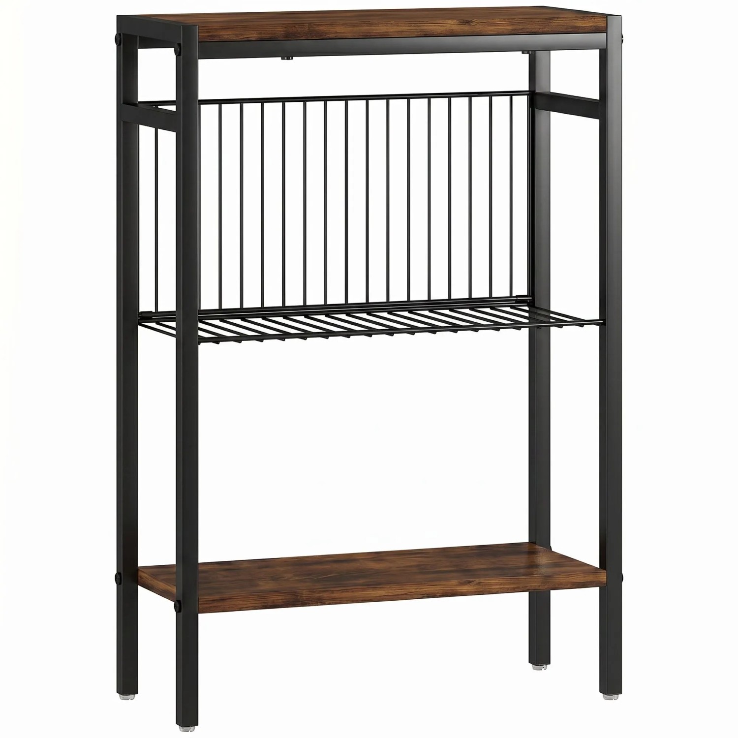 HOMCOM Beistelltisch Spanplatte Metall 43L x 18B x 62,5H cm Rustikal-Braun