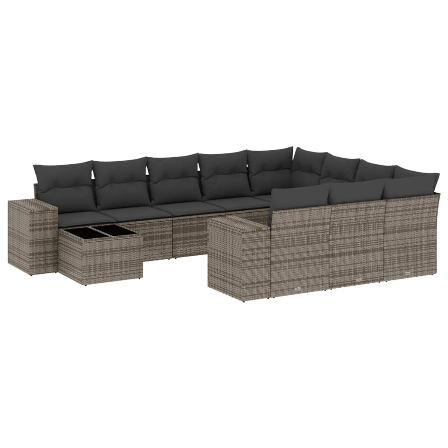 vidaXL 11-Tlg Garten-Sofagarnitur mit Kissen Grau Poly Rattan 3255467 günstig online kaufen