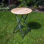 Runder Klapptisch Ø78 cm für Garten/Balkon mit Metallgestell und Naturholz-Tischplatte.