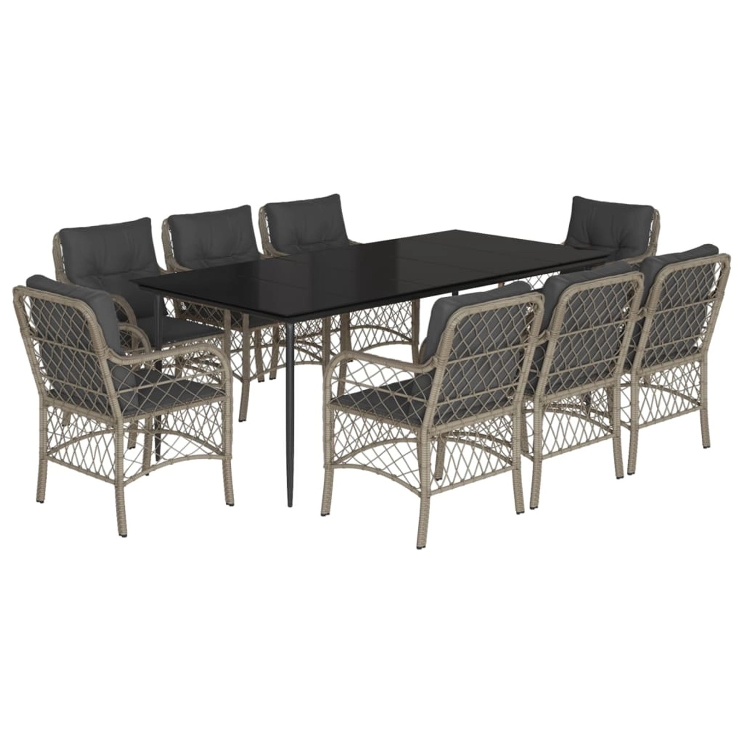 vidaXL 9-Tlg Garten-Essgruppe mit Kissen Hellgrau Poly Rattan 3212172 günstig online kaufen