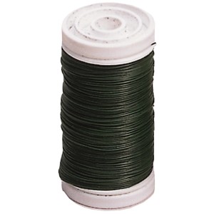 Grüner Bindedraht (0,35 mm, 100 m) auf weißer Spule für Bastelarbeiten.