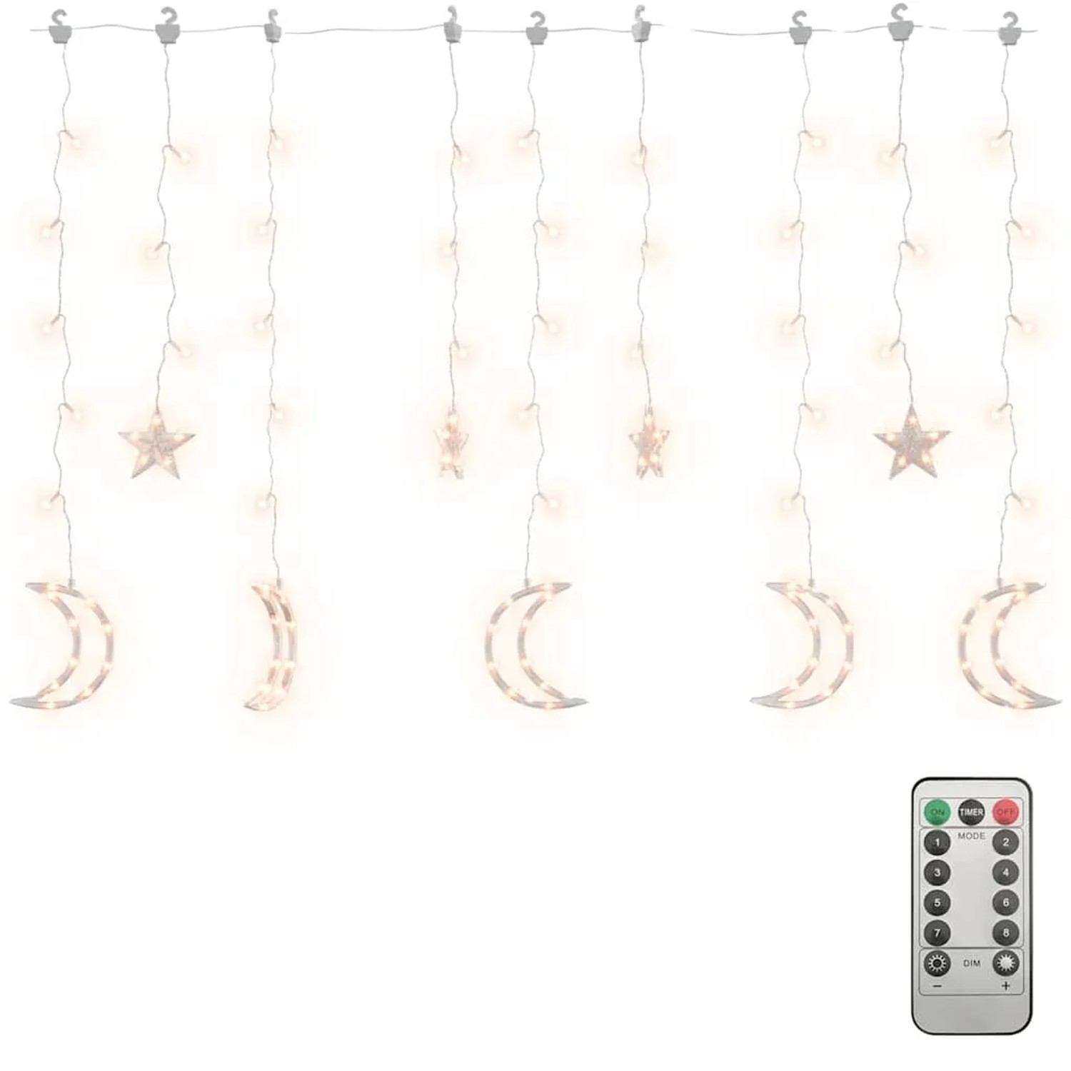 vidaXL Lichterketten Stern und Mond Fernbedienung 138 LEDs Warmweiß 328794