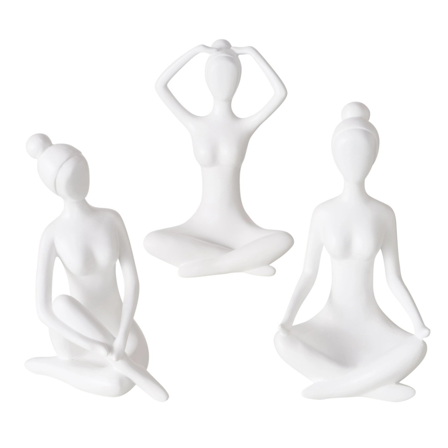 Boltze Home Deko-Figur Yoga 3-fach Sortiert 29 cm x 15 cm x 20 cm Weiß günstig online kaufen