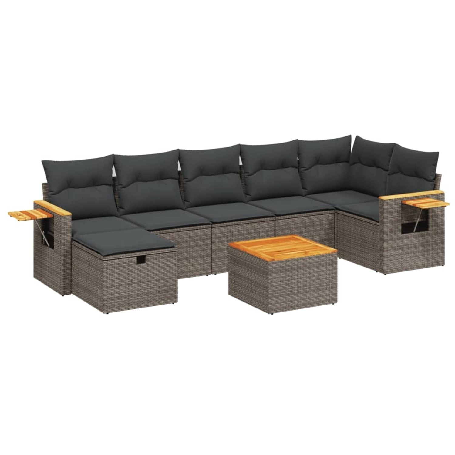 vidaXL 8-Tlg Garten-Sofagarnitur mit Kissen Grau Poly Rattan 3265540 günstig online kaufen