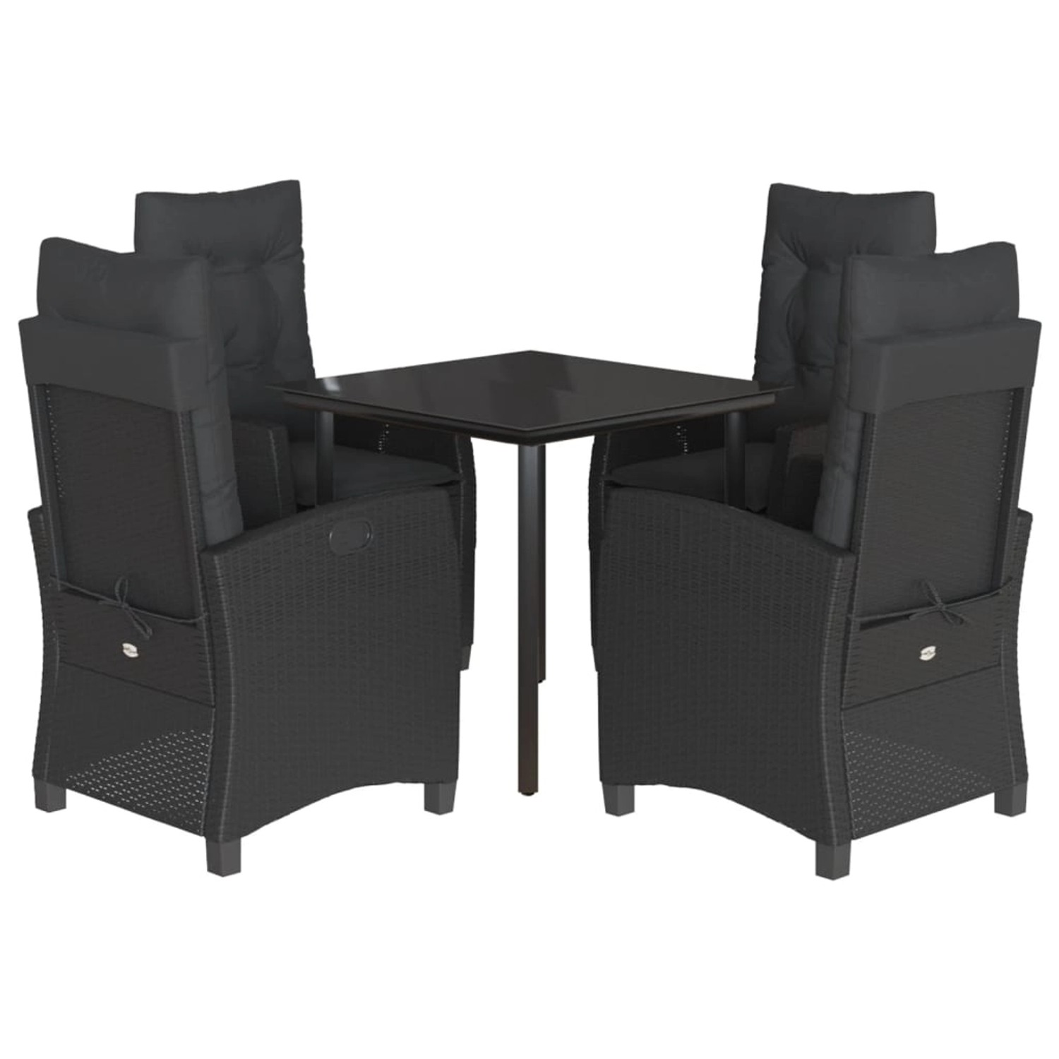 vidaXL 5-Tlg Garten-Essgruppe mit Kissen Schwarz Poly Rattan 3212753 günstig online kaufen