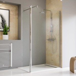 Schulte Walk-In Dusche Toura 90x200 mit beweglichem Element, Chromoptik, Glasdusche