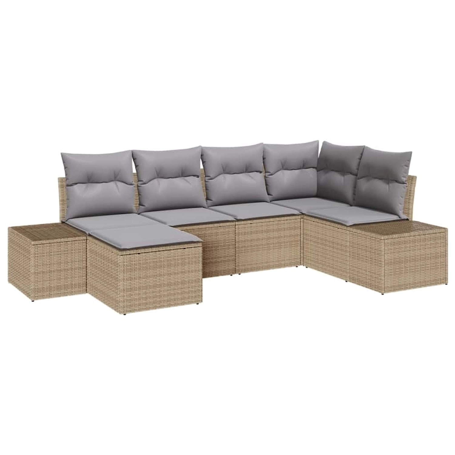 vidaXL Garten-Sofa-Set mit Kissen 6-Tlg Beige Grau Poly Rattan 3347130 günstig online kaufen