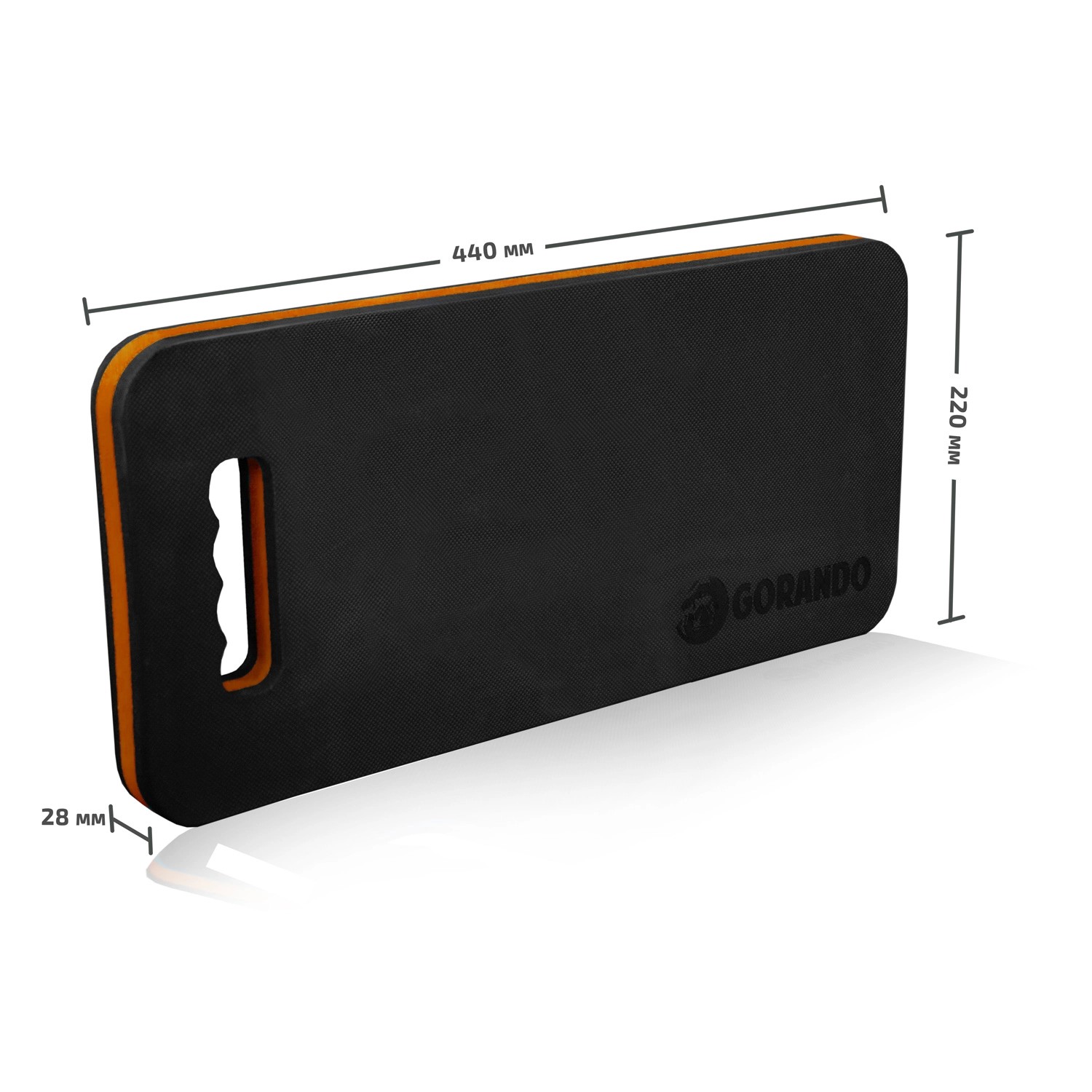 Gorando Premium Kniekissen 2er Set, schwarz/orange, 44x22cm, für Garten, Haus und Werkstatt.