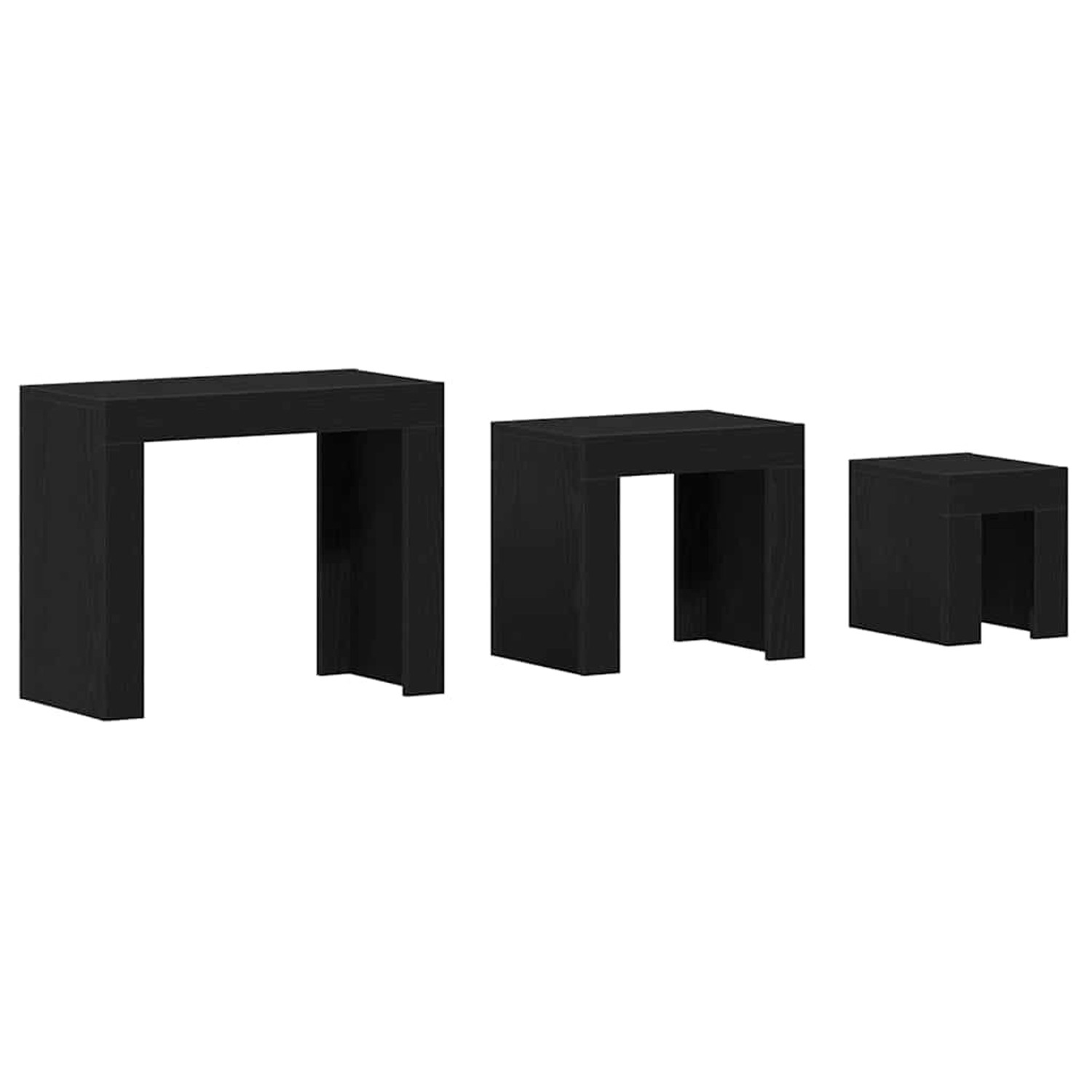 vidaXL Nestingtisch 3 Stk Schwarze Eiche 61 x 30 x 50 cm Holzwerkstoff 862070