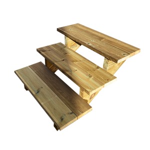 Vinuovo Gartentreppe aus Holz, 3 Stufen, 80 cm breit, ohne Setzstufen.