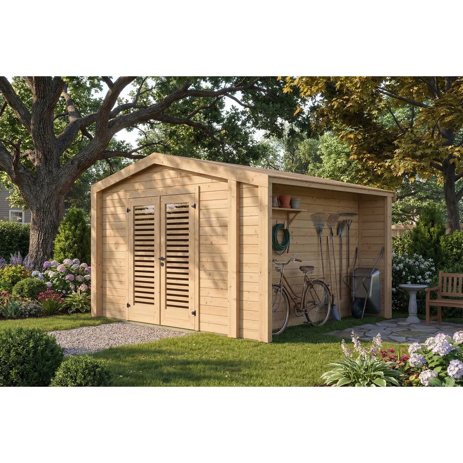 Weka Holz-Gartenhaus Killarney Satteldach Natur Unbehandelt 361 cm x 313 cm