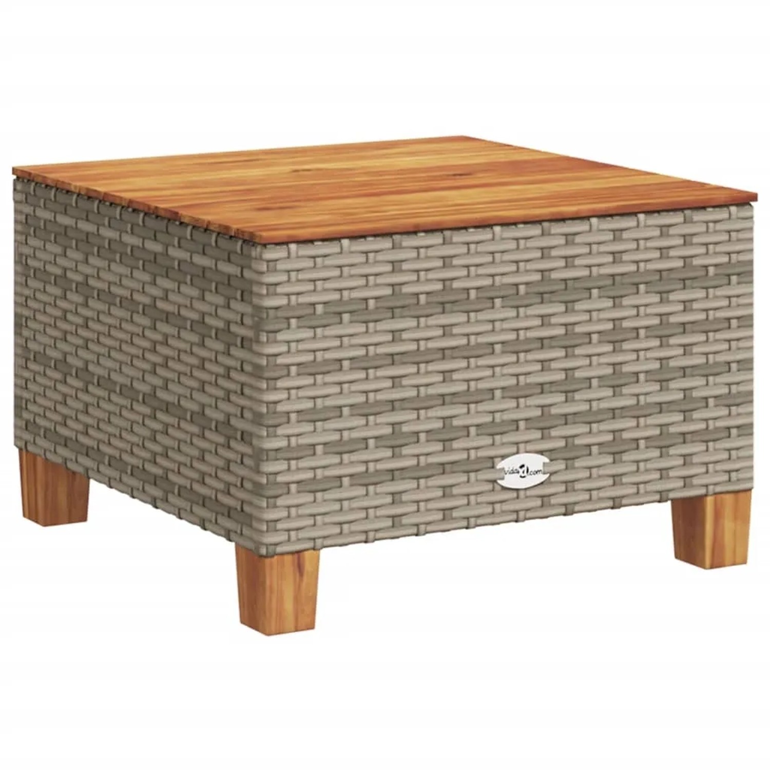 vidaXL Gartentisch, grau, Poly Rattan mit Akazienholzplatte, Teil der 10-tlg. Sofagarnitur.