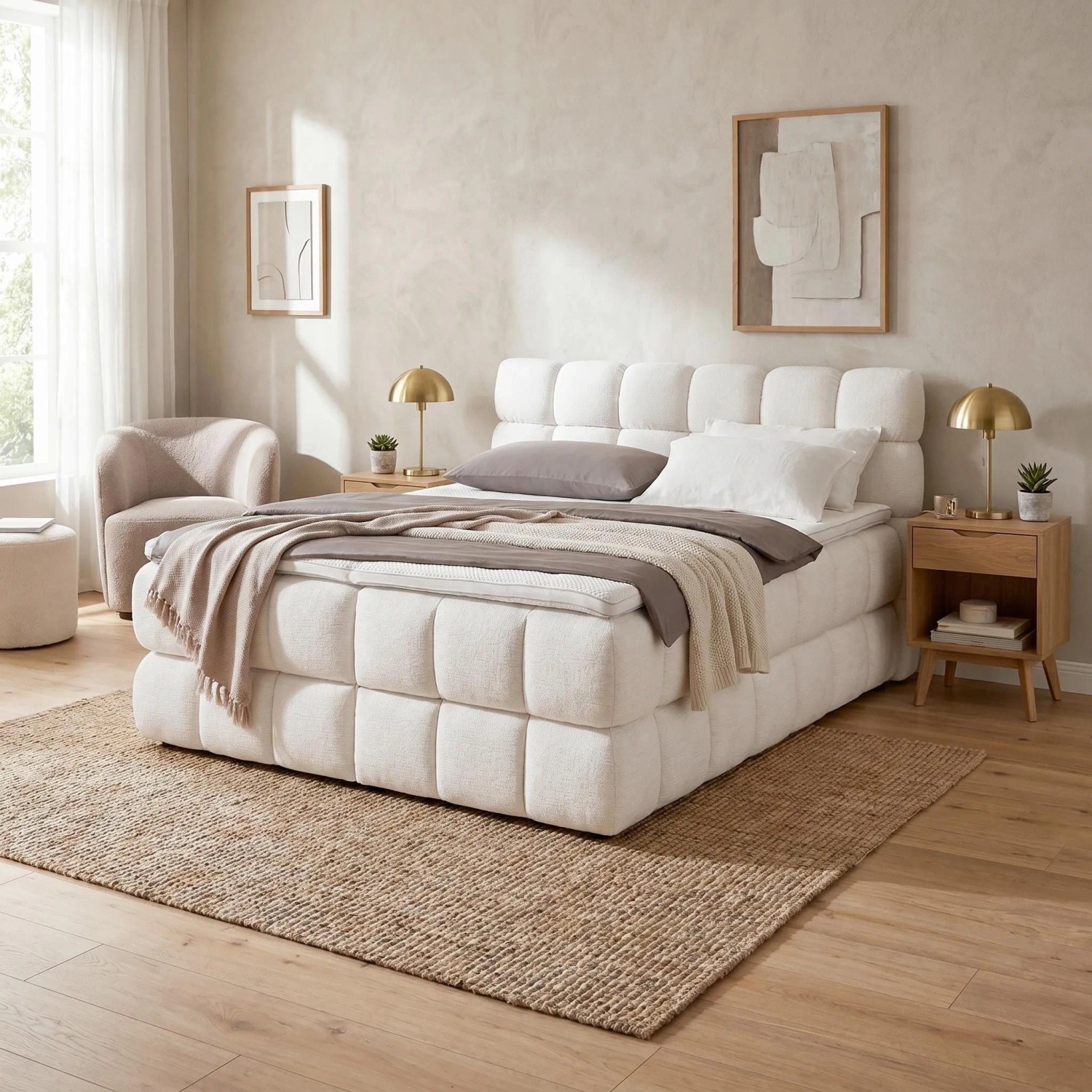 Premium Living Boxspringbett Bubble Box Creme ca. 180x200cm
