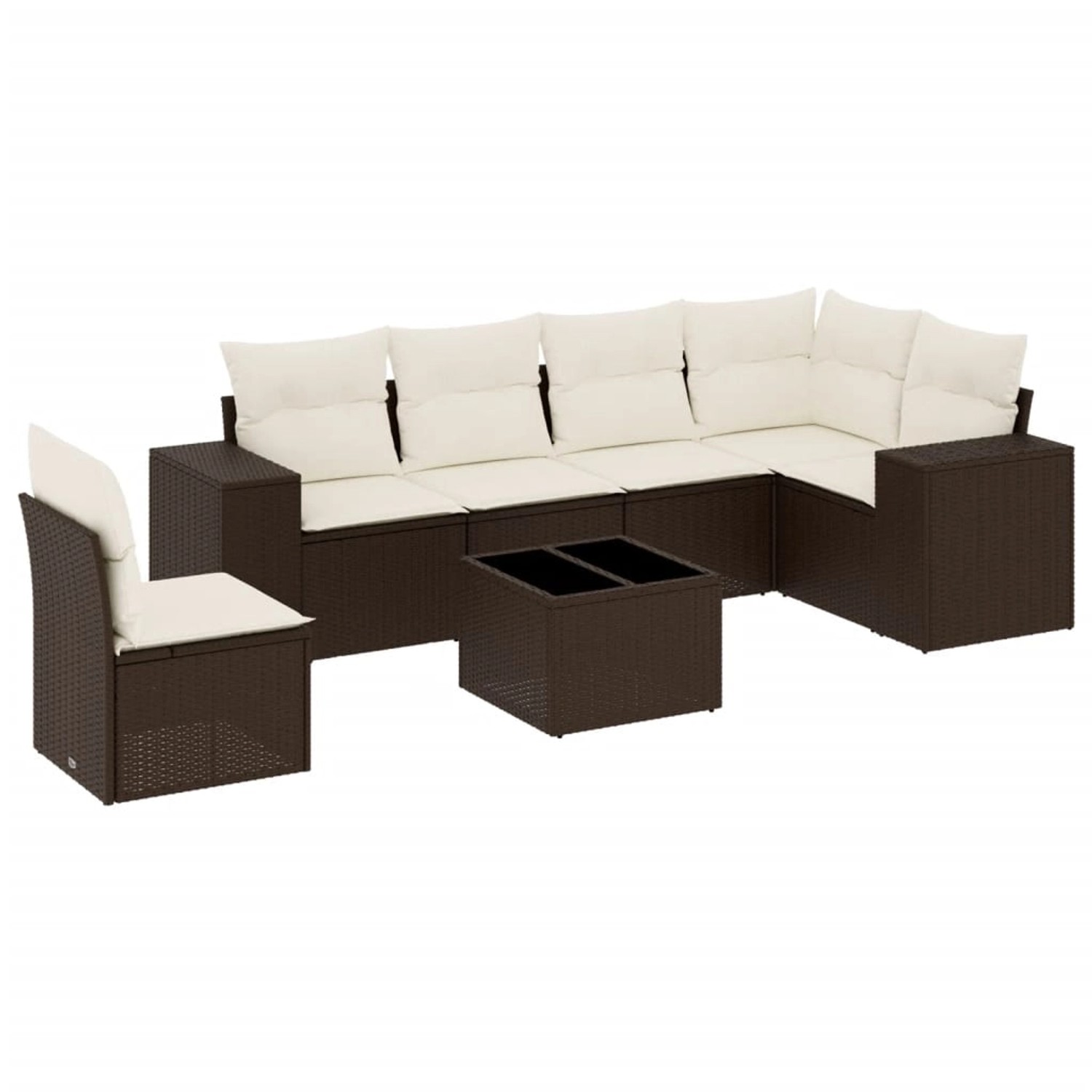 vidaXL 7-Tlg Garten-Sofagarnitur mit Kissen Braun Poly Rattan 3254980 günstig online kaufen