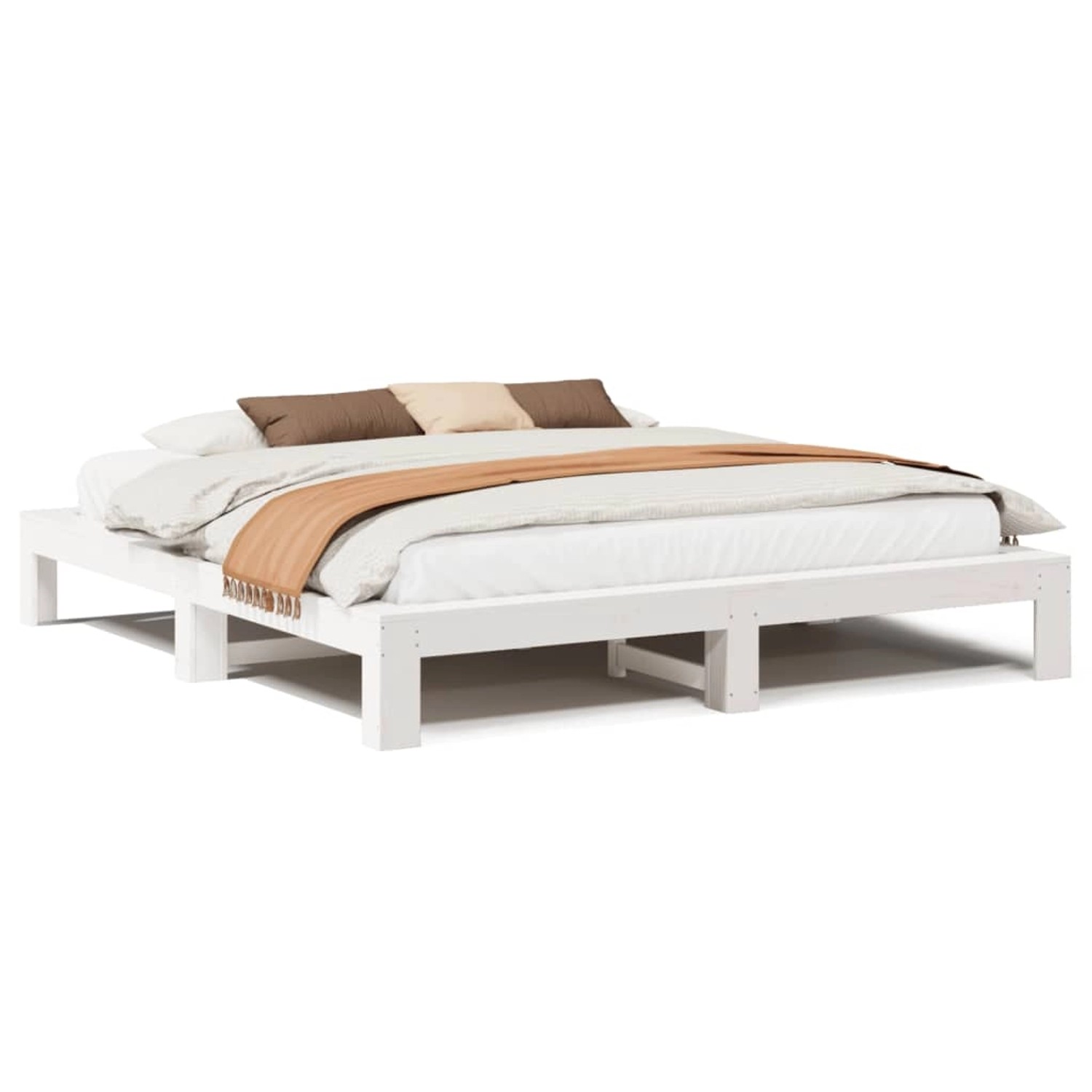 vidaXL Massivholzbett ohne Matratze Weiß 200x200 cm Kiefernholz 3308727 günstig online kaufen