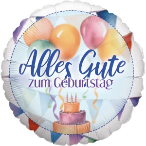 Party Factory Folienballon Happy Birthday Watercolor Rund Ø 45 cm