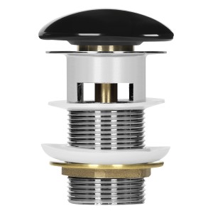 LuxeBath Ablaufgarnitur für Waschbecken mit Überlauf Schwarz Glänzend