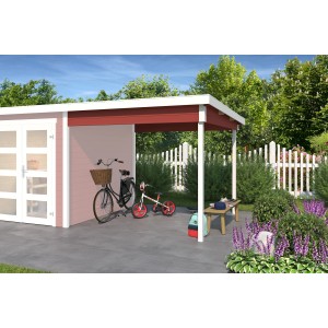 Dachverlängerung Schwedenrot für Zambezi Gartenhaus, 250x250 cm.