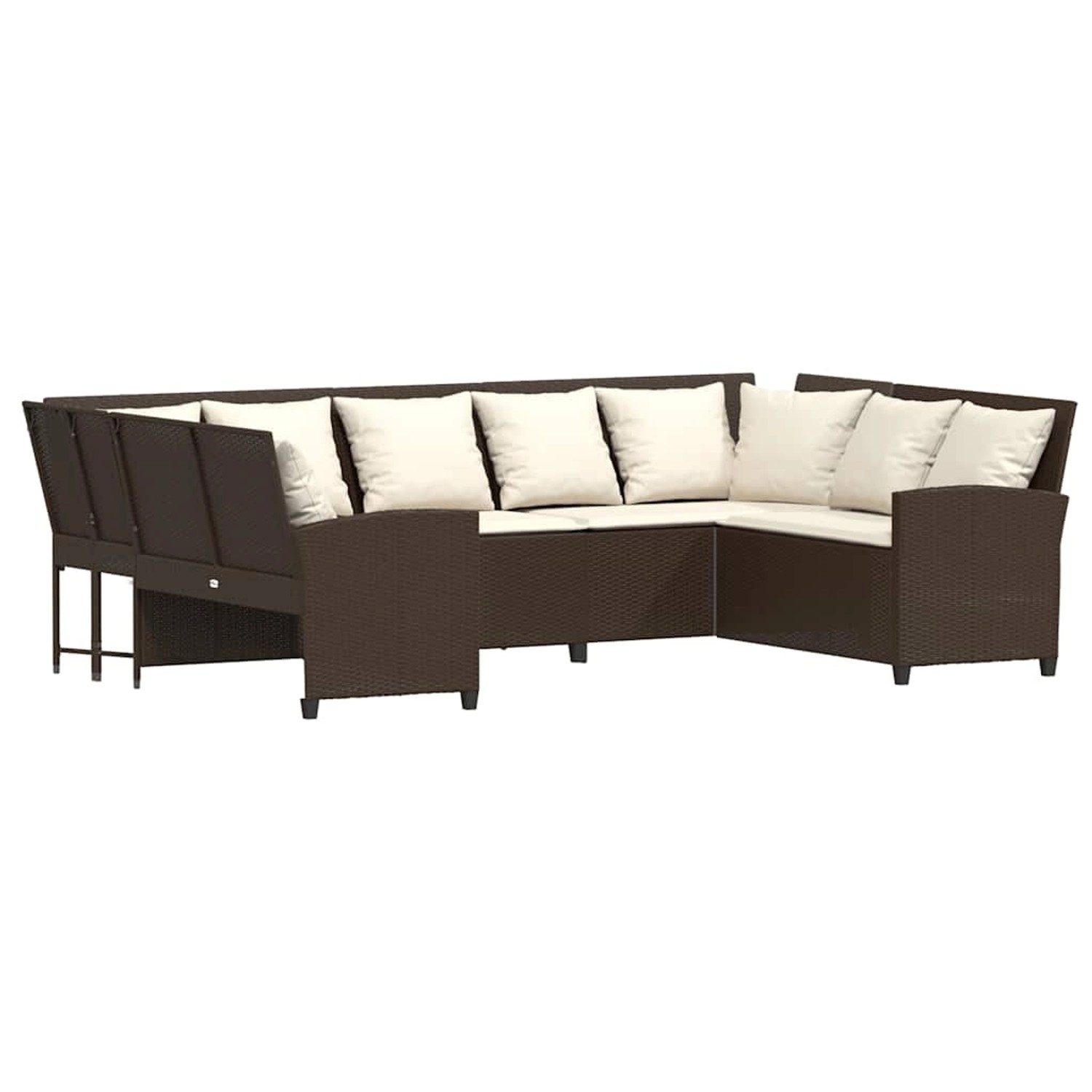 vidaXL Gartensofa mit Kissen Braun Poly Rattan 3365330 günstig online kaufen