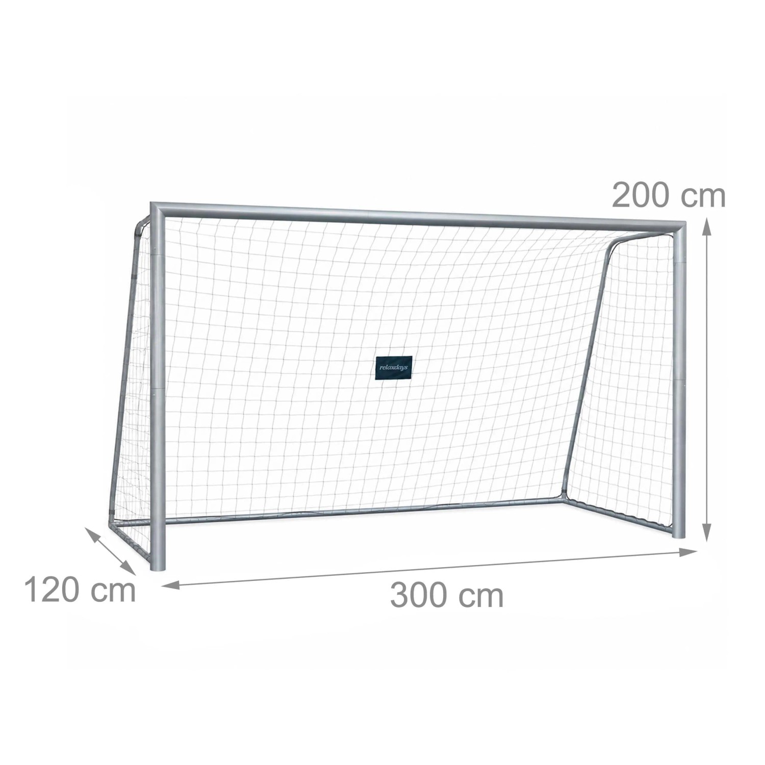 Robustes graues Stahl-Fußballtor mit Netz, 300x200x120 cm. Perfekt für Sport & Training im Garten.