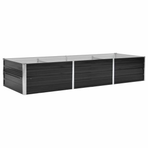 Anthrazitfarbenes vidaXL Garten-Hochbeet aus Stahl, 240x80x45 cm, für Garten, Balkon oder Terrasse.
