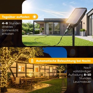 Salcar Solar Lichterkette 21,6 m 480 LED USB & Solar 13 Modi Warmweiß