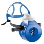 Blaue Dräger X-plore 4740 Halbmaske mit Kopfspinne und RD40-Filteranschluss für Atemschutz.