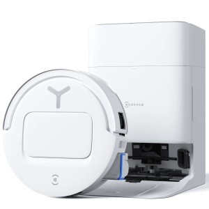 Weißer ECOVACS DEEBOT T80 OMNI Saug- und Wischroboter mit Reinigungsstation.