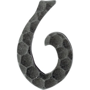 Schwarze Hausnummer 6 von AnsaPro aus verzinktem Schmiedeeisen.