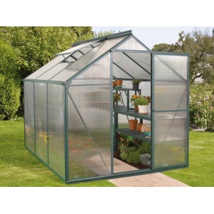 Vitavia Gewächshaus Triton 3800 Smaragd mit Fundament, 3,8 m² Grundfläche. Begehbares Garten Gewächshaus.