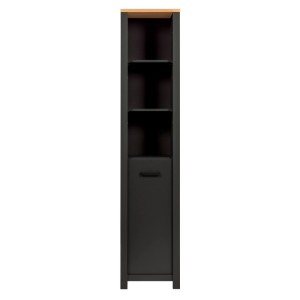 Veneto Hochschrank Anthrazit mit Artisan Eiche Platte. Hoher Badschrank mit offenen Fächern und Tür für Stauraum im Bad.