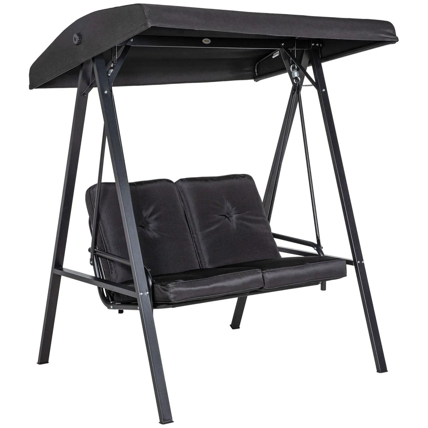 Outsunny Hollywoodschaukel Stahl Polyester Schwarz 145L x 116B x 172H cm