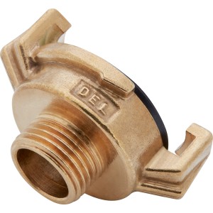 Messing Gewindestück mit Außengewinde (21 mm/R 1/2) für Schnellkupplungssysteme.