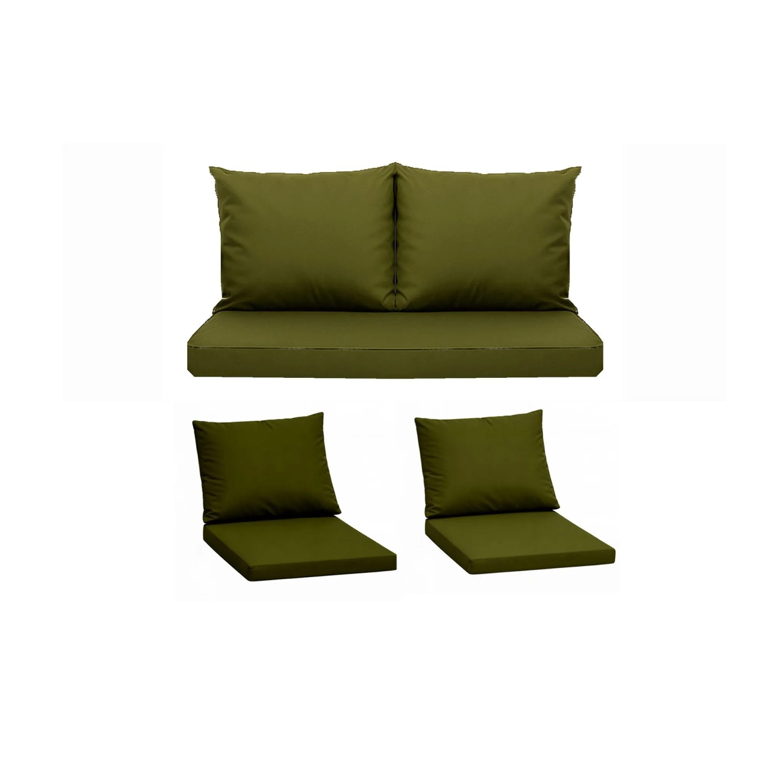 Setgarden Komfort Set Gartenloungekissen aus Technorattan-Möbel Kissen für Sofa 130x50 cm + Sessel 1tlg Grün