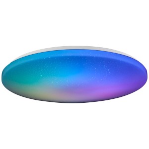Weiße LED-Deckenleuchte Leonie mit RGB-Funktion, Ø 49 cm. Dimmbar und mit Farbwechsel.
