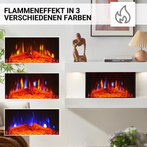 BALDERIA ID-WE Elektrokamin in Weiß mit 3D-Flammeneffekt und verschiedenen Farboptionen.
