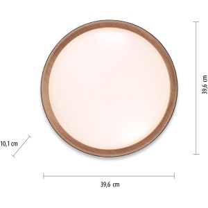 LED-Deckenleuchte Emilia, Ø 40 cm, schwarz mit Holzoptik. Moderne Deckenlampe für Wohnräume.