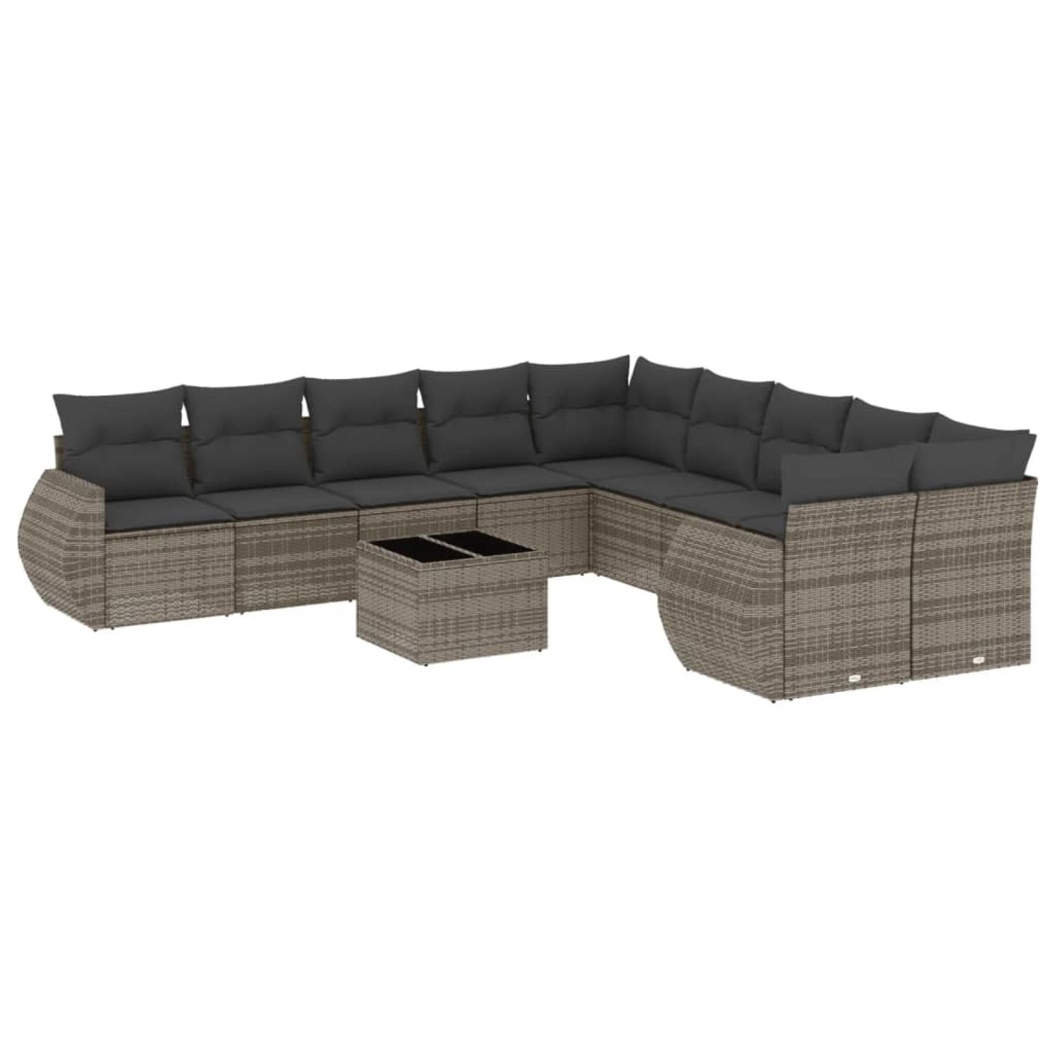 vidaXL 11-Tlg Garten-Sofagarnitur mit Kissen Grau Poly Rattan 3254257 günstig online kaufen