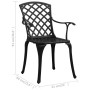 Schwarzer Gartenstuhl aus Aluminiumguss, Teil eines 3-tlg. Bistro-Sets für Gartenmöbel.