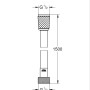 Technische Zeichnung: Grohe QuickFix Brauseschlauch VitalioFlex Trend, 150 cm, Chrom, mit Maßangaben.